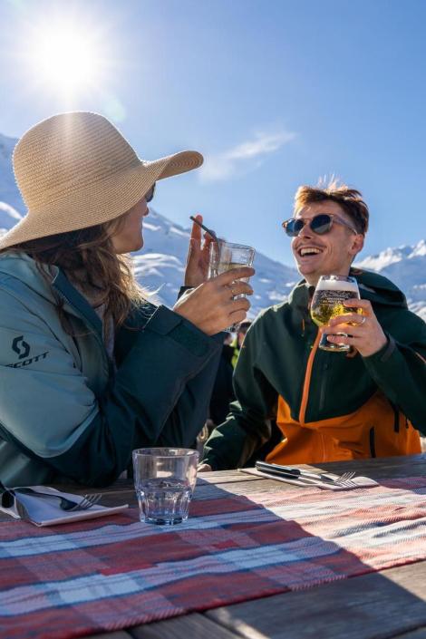 Terrace lunch in Les Menuires in Les 3 Vallées