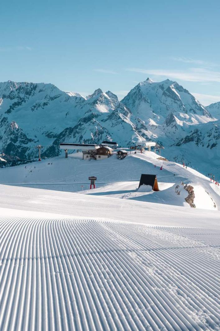 The well-groomed slopes of Courchevel