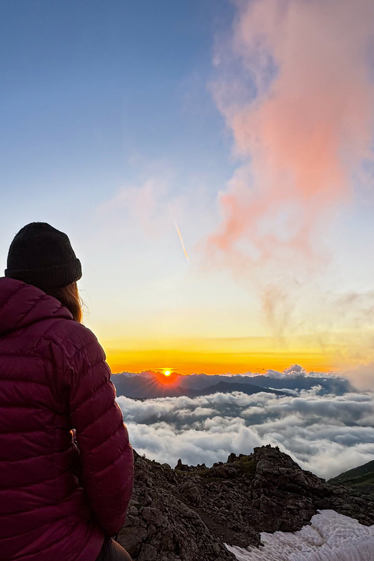 Hiking with mountain views