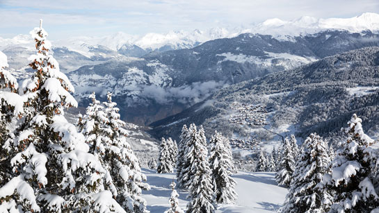 Paysage enneigé sur le domaine skiable de Méribel