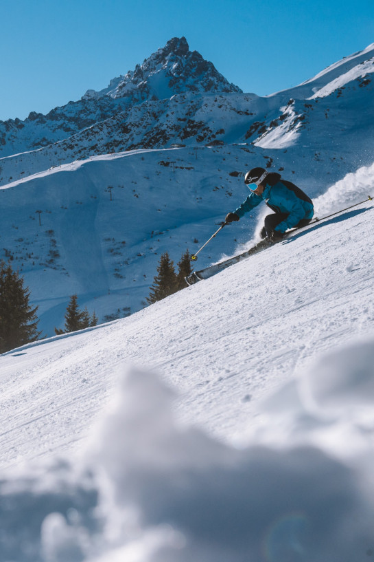 Ski alpin sur le domaine skiable des 3 Vallées, pistes de velours, le plus grand domaine skiable du monde, Les 3 Vallées